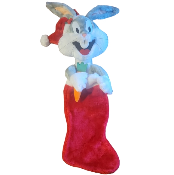 Vtg 91 BUGS BUNNY Warner Looney Tunes Stuffed 3D Christmas Stocking Big 30" - Picture 1 of 4